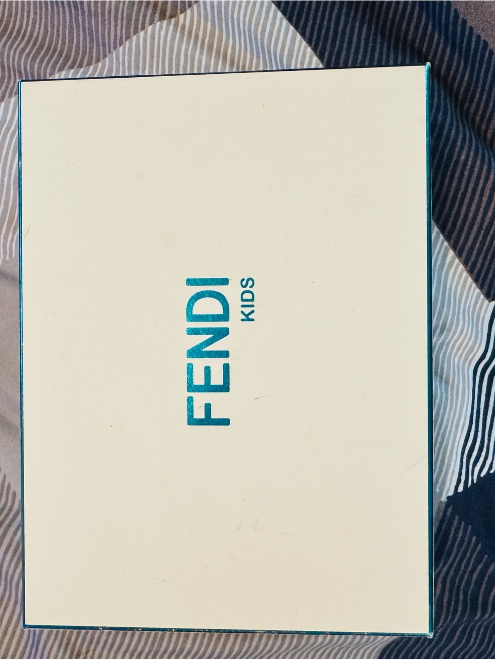 Fendi Kids Boxed Sneakers - White and Teal Logo